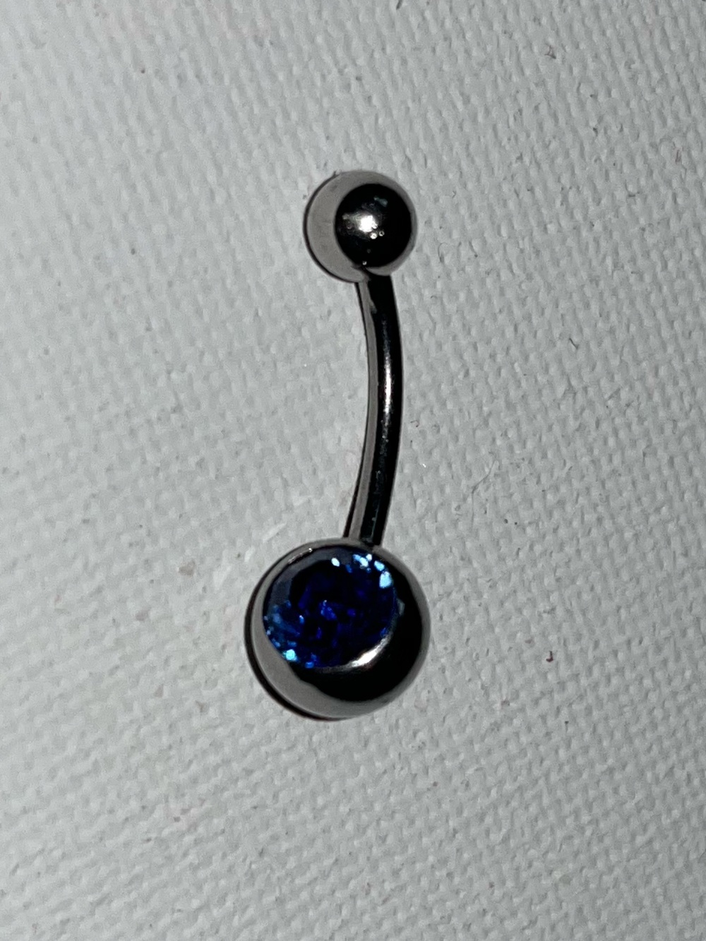 Blue Crystal Curved Belly Ring- Surgical Steel